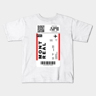 Montreal Boarding Pass Québec Canada YUL Destination Ticket Kids T-Shirt